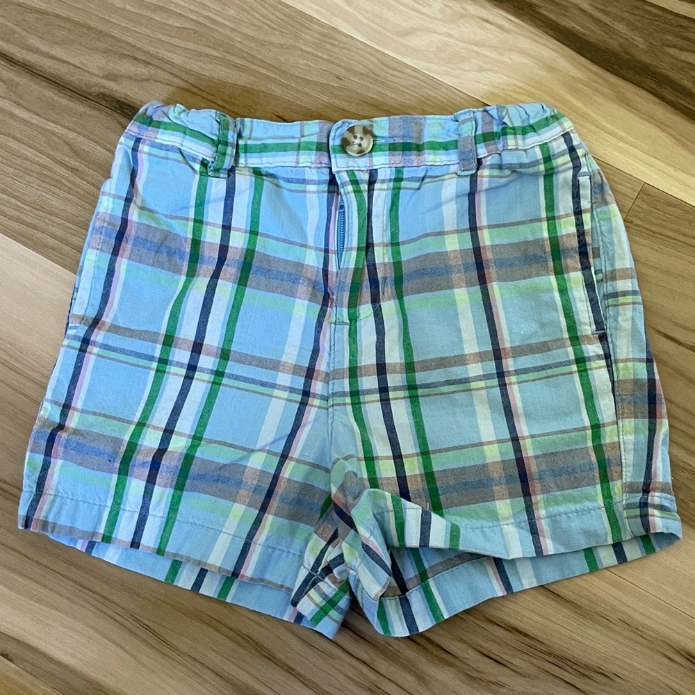Hartstrings Shorts Blur Green Plaid Size 2T.   A